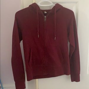 maroon zip up hoodie